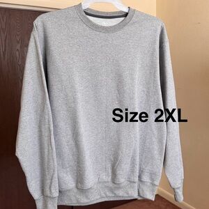 Athletic Works Men's Fleece Crewneck Sweatshirt, Medium Gray Heather, 2XL